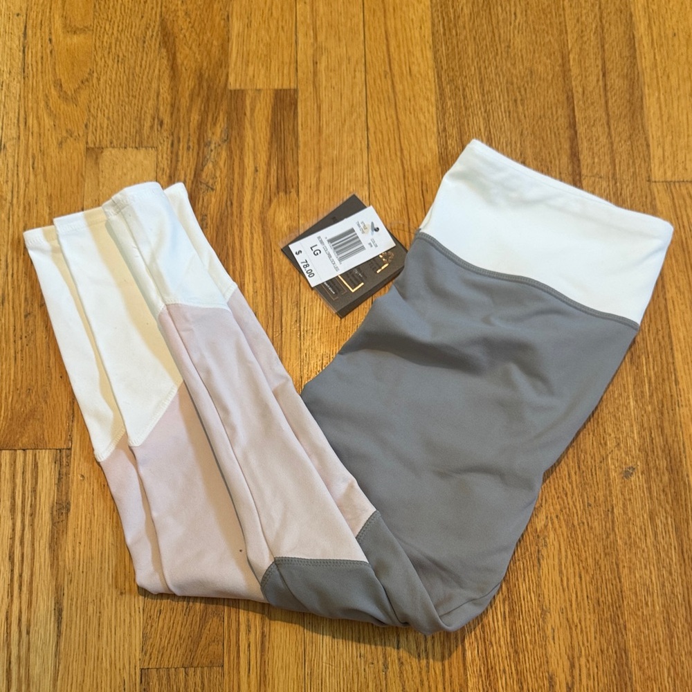 NWT Threads 4 Thought Colorblock Leggings - Gray, Pink, White Womens Capri L